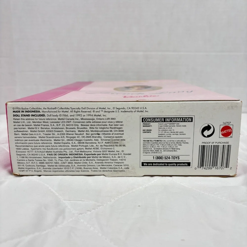 1996 Barbie Great Eras French Lady Collector Edition‎ Doll w Box 16707